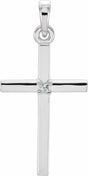 14K White Natural Aquamarine Cross Pendant