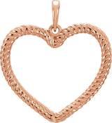 14K Rose Rope Heart Pendant