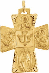 14K Yellow 28x23.5 mm Four-Way Cross Medal