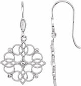 Sterling Silver 35.3x18.8 mm Floral Earrings