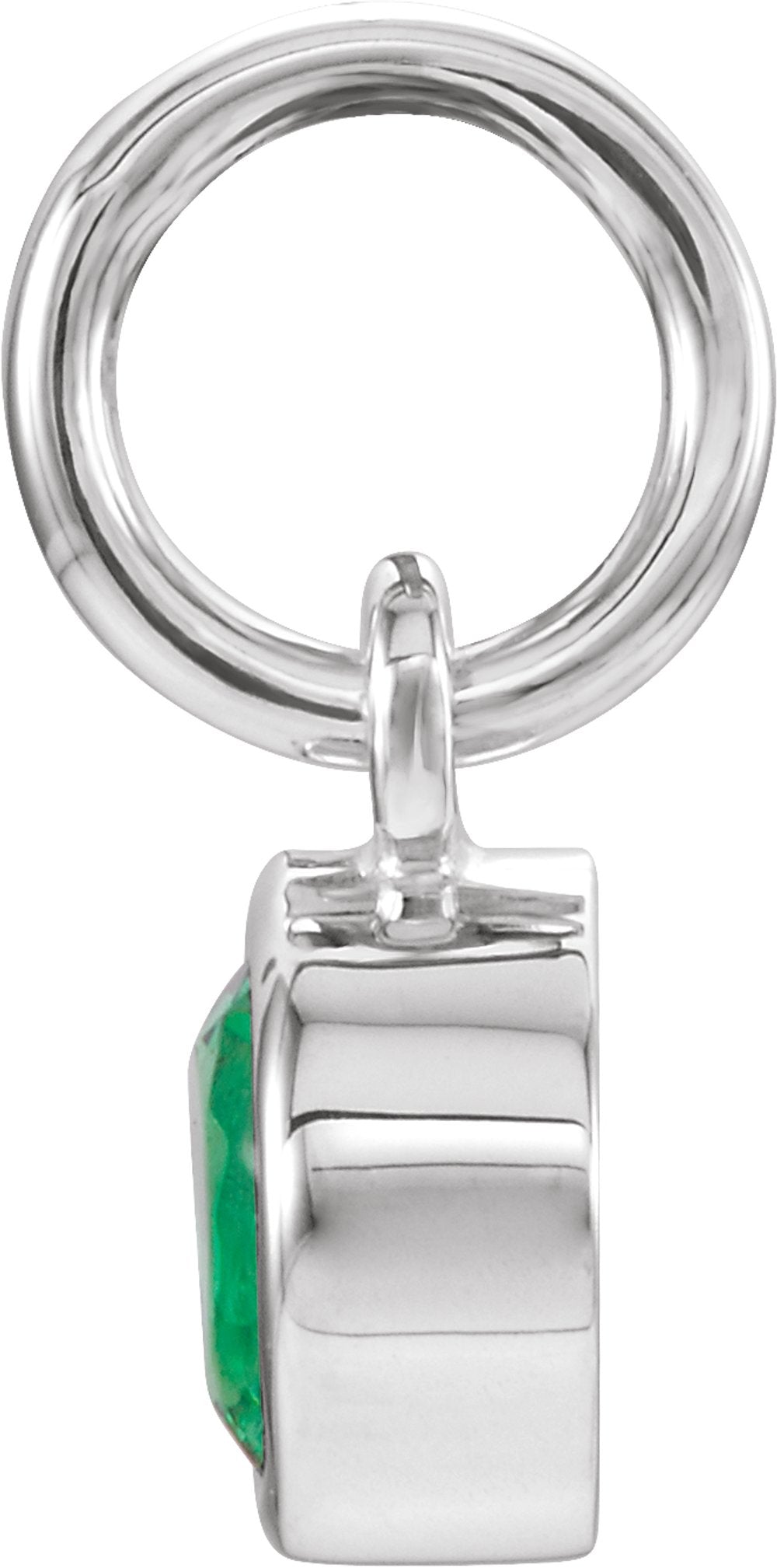 14K White Posh Mommy® Imitation Emerald Charm