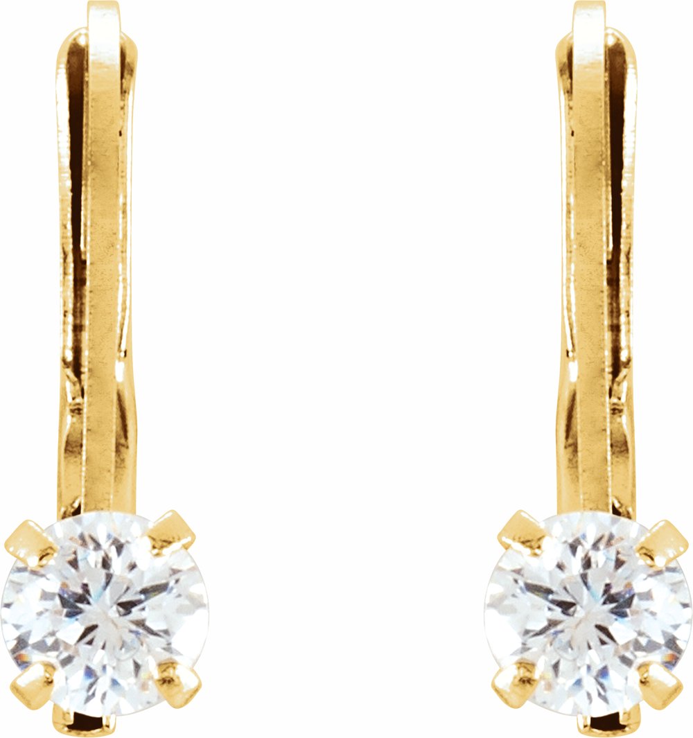 14K Yellow Imitation White Cubic Zirconia Youth Earrings