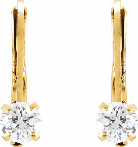 14K Yellow Imitation White Cubic Zirconia Youth Earrings