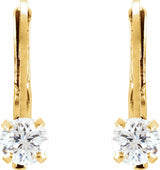 14K Yellow Imitation White Cubic Zirconia Youth Earrings