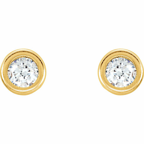 14K Yellow 3 mm Imitation White Cubic Zirconia Youth Bezel Stud Earrings