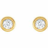 14K Yellow 3 mm Imitation White Cubic Zirconia Youth Bezel Stud Earrings