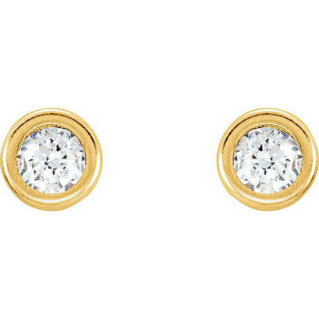 14K Yellow 3 mm Imitation White Cubic Zirconia Youth Bezel Stud Earrings