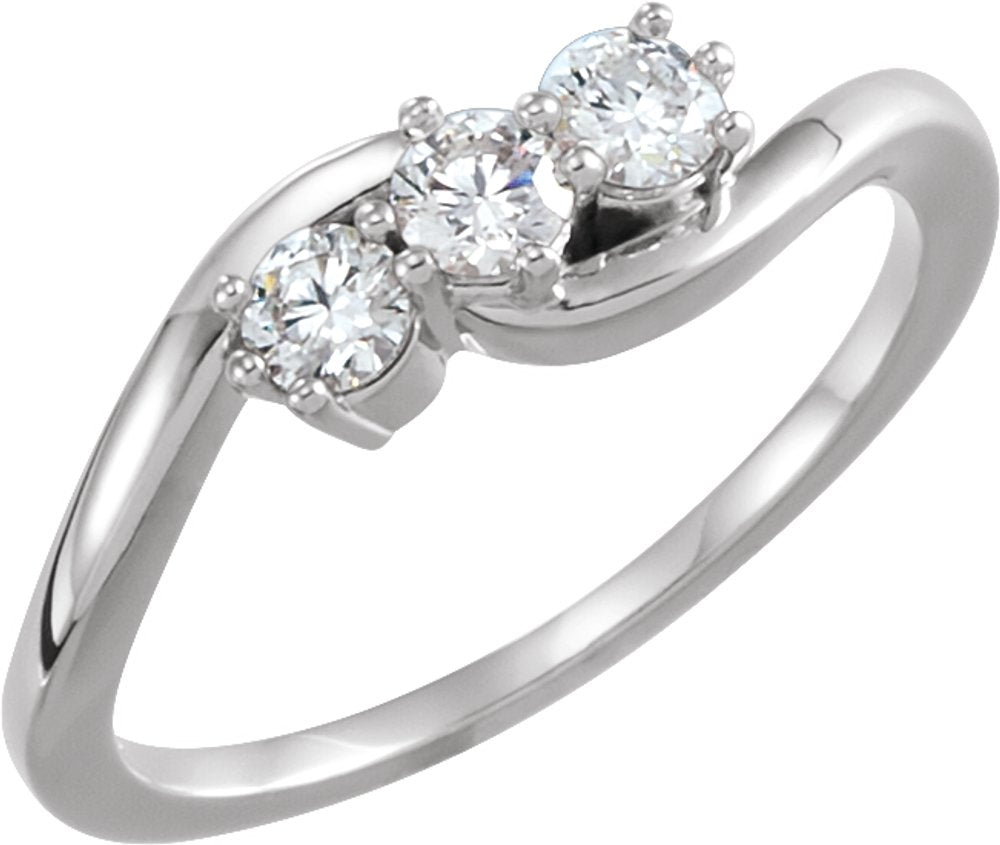 14K White 1/3 CTW Lab-Grown Diamond Three-Stone Ring