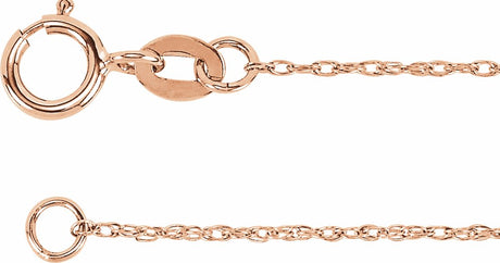 14K Rose 1 mm Rope 20" Chain