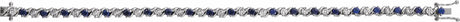 14K White Lab-Grown Blue Sapphire & 1/10 CTW Natural Diamond Line 7" Bracelet