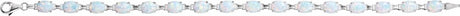 14K White Gold Lab-Grown White Opal Line 7" Bracelet