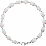 14K White Lab-Grown White Opal Line 7" Bracelet