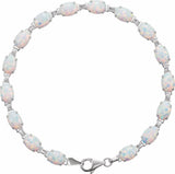 14K White Gold Lab-Grown White Opal Line 7" Bracelet