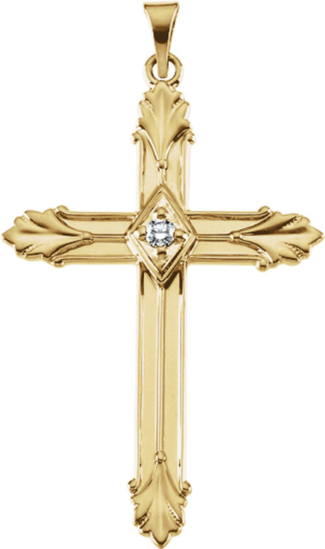 14K Yellow .06 CTW Natural Diamond Cross Pendant