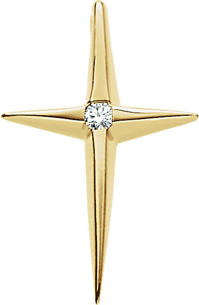 14K Yellow Gold .025 CTW Natural Diamond Cross Pendant  