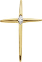 14K Yellow Gold 1/8 CT Natural Diamond Cross Pendant 