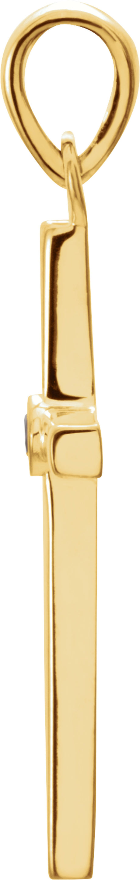 14K Yellow Gold Natural Amethyst Cross Pendant