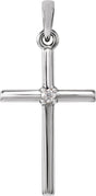 14K White .015 CT Natural Diamond Cross Pendant