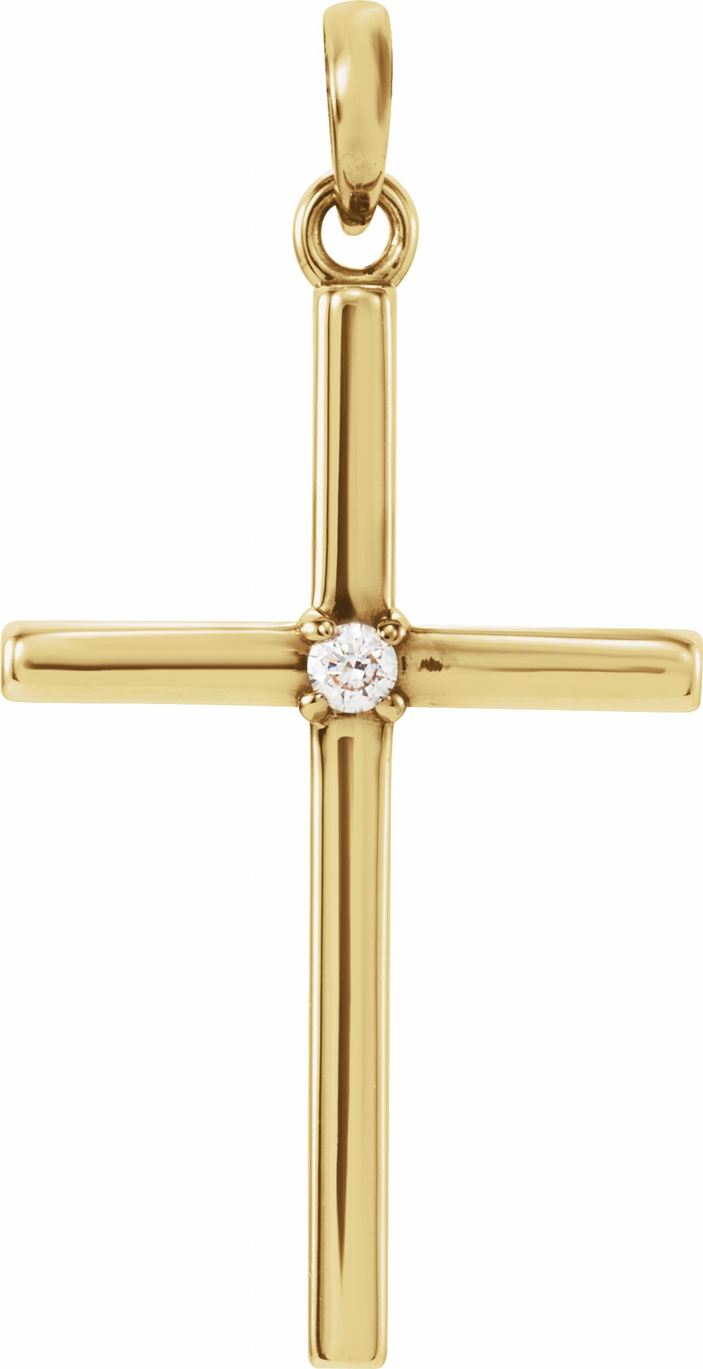 14K Yellow .02 CT Natural Diamond Cross Pendant