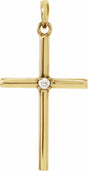 14K Yellow .02 CT Natural Diamond Cross Pendant