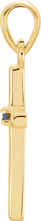 14K Yellow Gold Natural Amethyst Cross Pendant