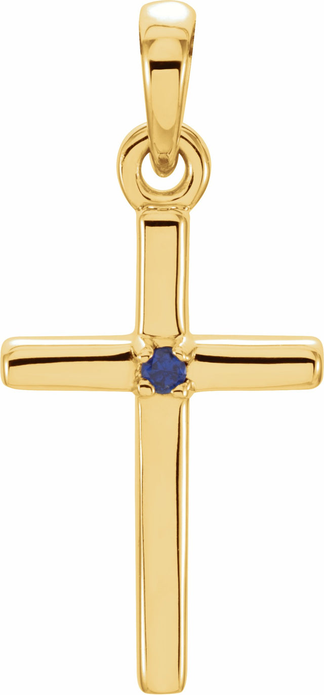 14K Yellow Gold Natural Amethyst Cross Pendant