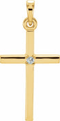 14K Yellow Natural Aquamarine Cross Pendant