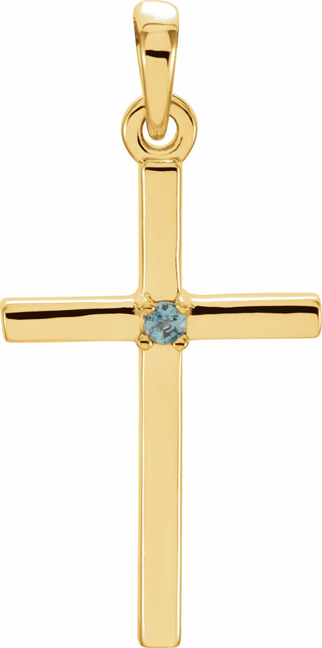 14K Yellow Natural Alexandrite Cross Pendant