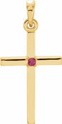 14K Yellow Natural Ruby Cross Pendant