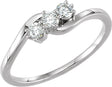 14K White 1/4 CTW Lab-Grown Diamond Three-Stone Ring