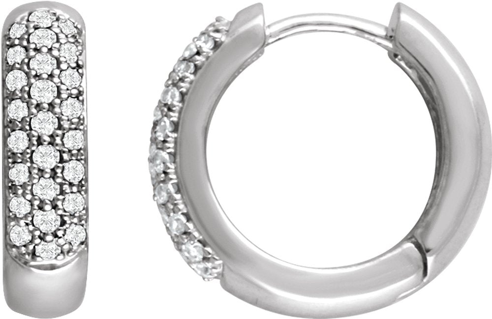 14K White Gold 1/3 CTW Natural Diamond Hoop Earrings