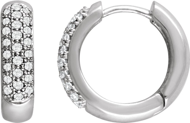 14K White Gold 1/3 CTW Natural Diamond Hoop Earrings