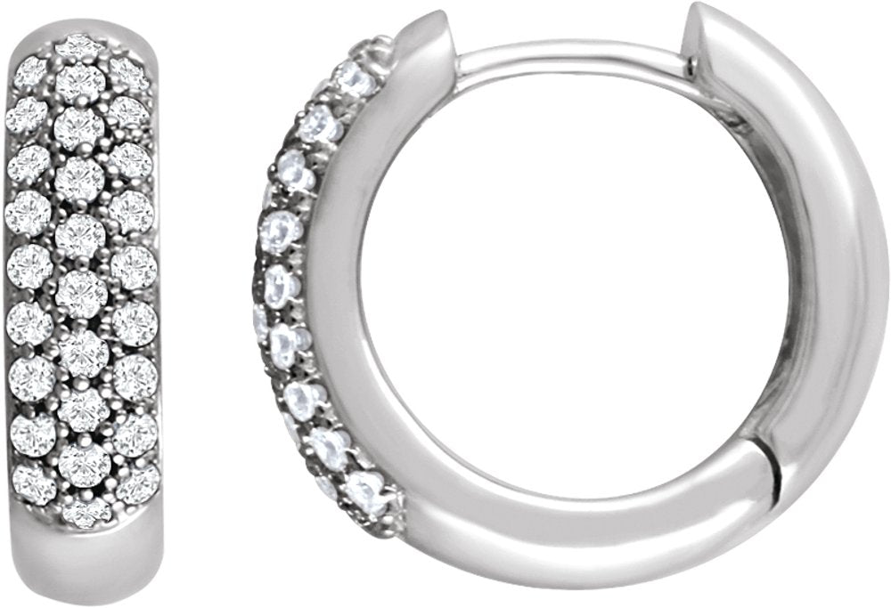 14K White 1/2 CTW Natural Diamond Hoop Earrings