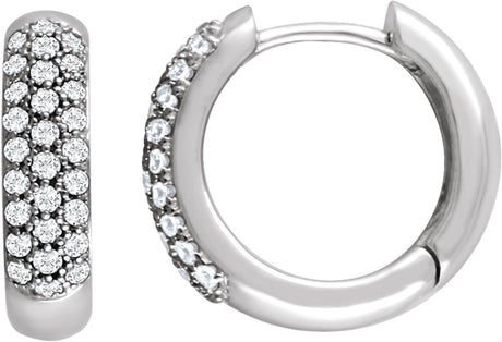 14K White 1/2 CTW Natural Diamond Hoop Earrings