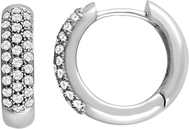 14K White Gold 1/2 CTW Natural Diamond Hoop Earrings