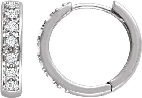 14K White Gold 1/3 CTW Natural Diamond Hinged 15.8 mm Hoop Earring