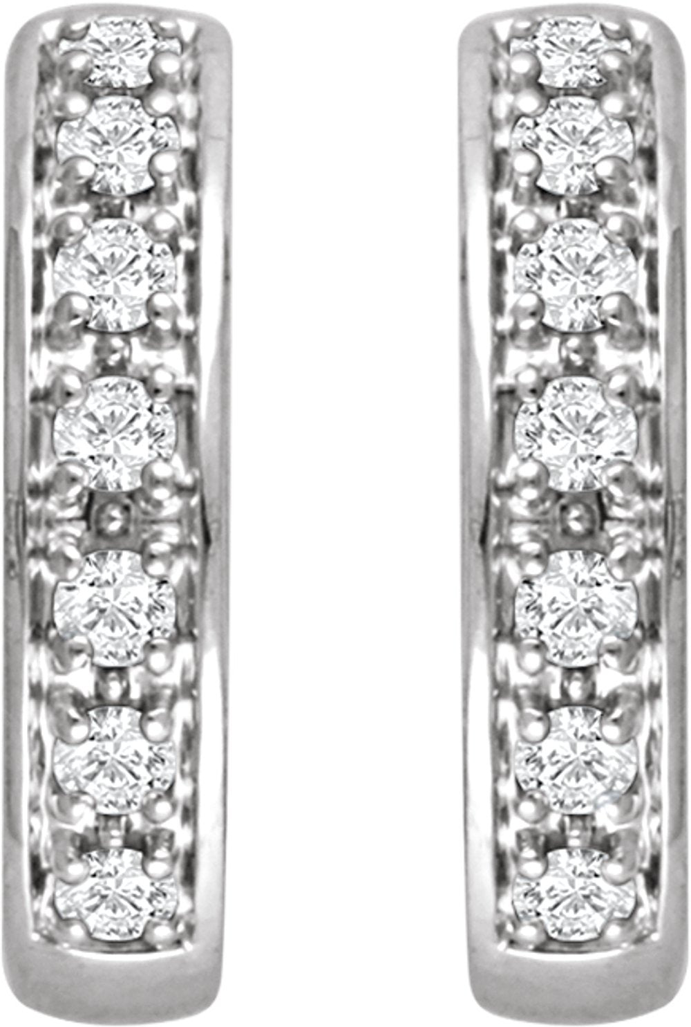 14K White 1/3 CTW Natural Diamond Hinged 15.8 mm Hoop Earring