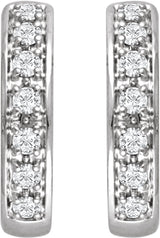 14K White 1/3 CTW Natural Diamond Hinged 15.8 mm Hoop Earring