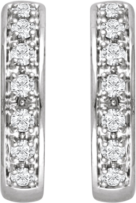 14K White 1/3 CTW Natural Diamond Hinged 15.8 mm Hoop Earring