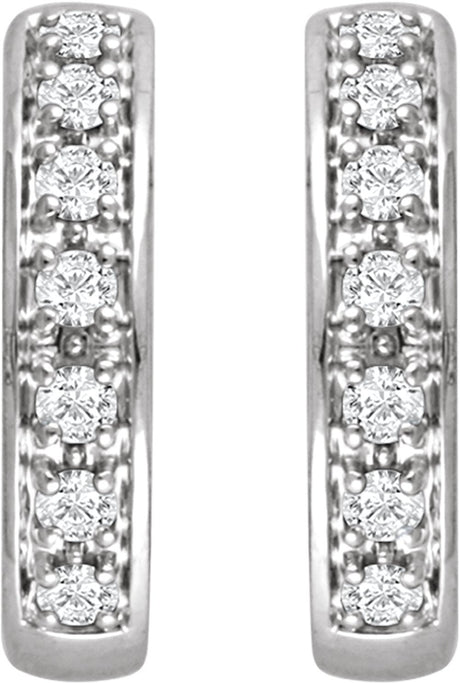 14K White Gold 1/3 CTW Natural Diamond Hinged 15.8 mm Hoop Earring