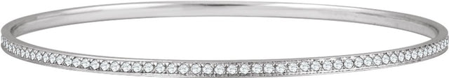 14K White 1 1/2 CTW Natural Diamond 7" Bangle Bracelet 