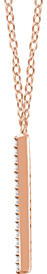 14K Rose Gold 1/6 CTW Natural Diamond V 18" Necklace
