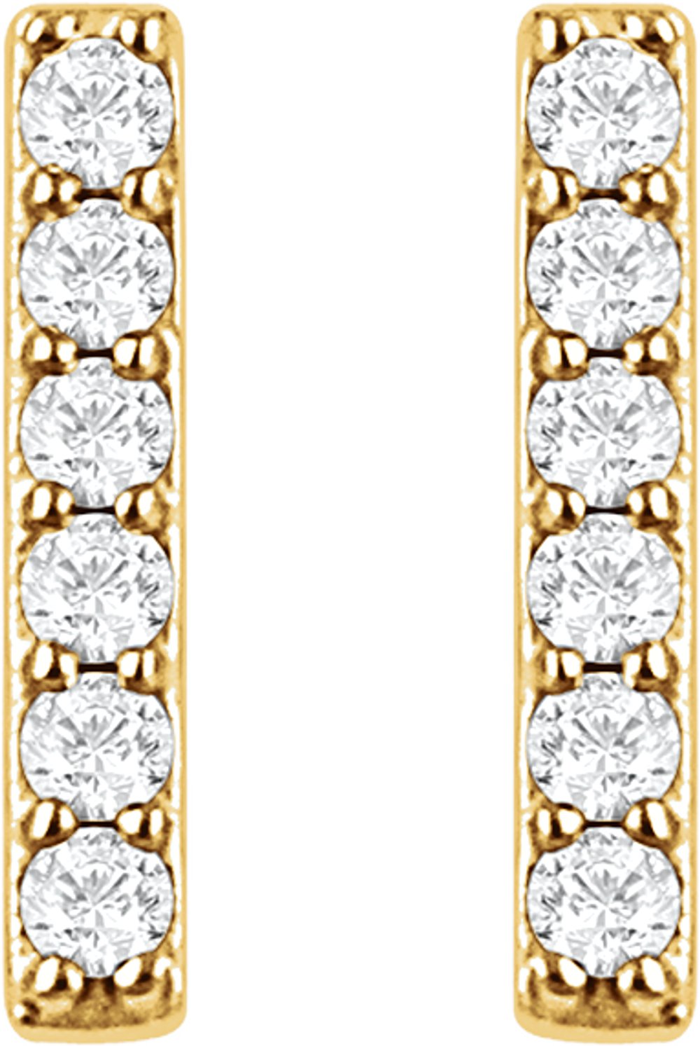 14K Yellow 1/10 CTW Lab-Grown Diamond Bar Earrings