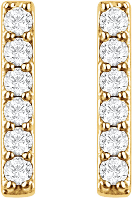 14K Yellow 1/10 CTW Lab-Grown Diamond Bar Earrings