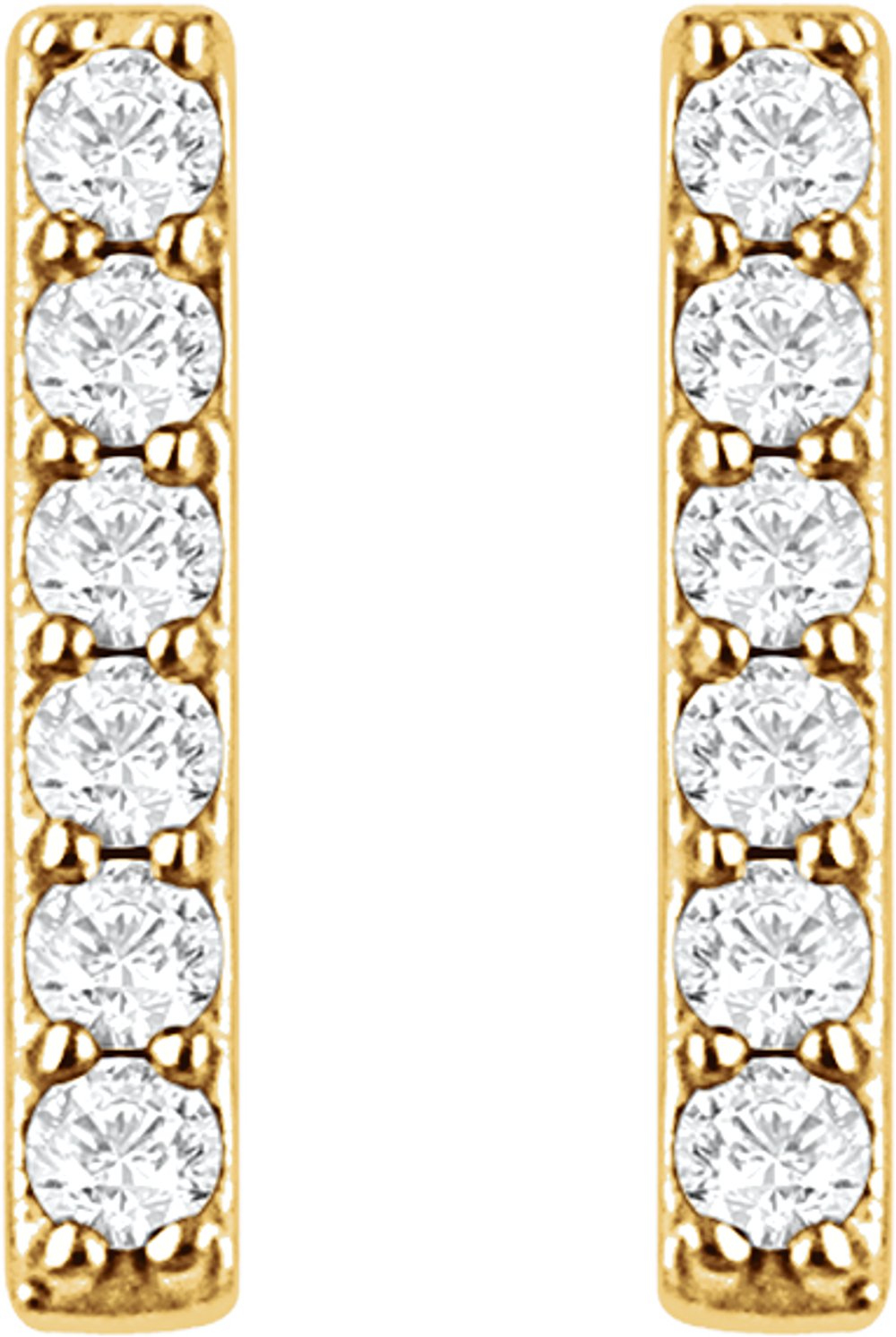 14K Yellow Gold 1/10 CTW Natural Diamond Bar Earrings