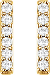 14K Yellow Gold 1/10 CTW Natural Diamond Bar Earrings