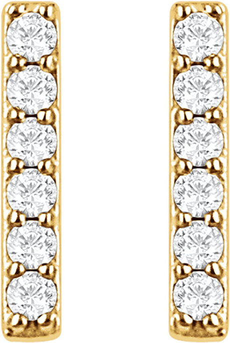 14K Yellow Gold 1/10 CTW Natural Diamond Bar Earrings