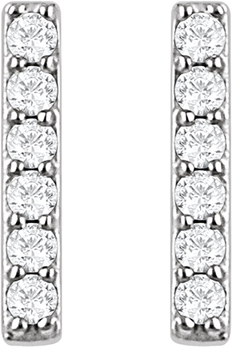 14K White Gold 1/10 CTW Lab-Grown Diamond Bar Earrings