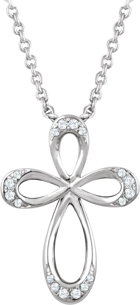 Sterling Silver 1/10 CTW Natural Diamond Cross 18" Necklace