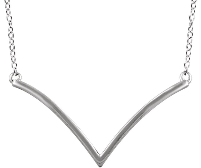 14K White V 16-18" Necklace